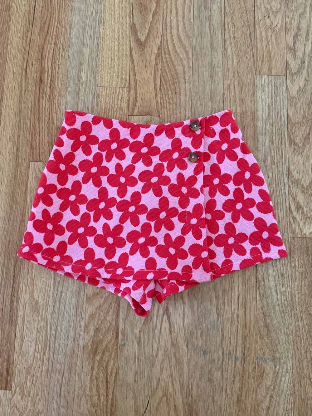 Old Navy Wrap-Front Pink Floral Skirt, Size Medium (8)
